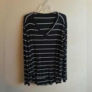 COPY - Latched mama 2X black and white striped long sleeve, nursing breast-feed…